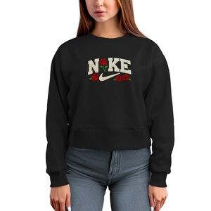 RED ROSES EMBROIDERY CREWNECK SWEATER